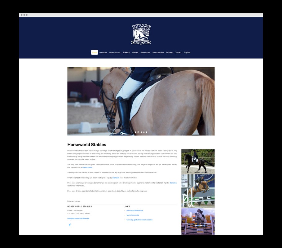 Bezoek de website van Horseworld Stables - Uit het portfolio van Nick Suy Webdesign
